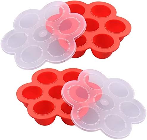 Vita SaggiaEgg Bites Mold Set for Instant Pot Set of 2 with 2 Lids – Silicone Sous Vide Cooker and Egg Poacher Baby Food Freezer Tray Makes Mini Quiches, Meatloaf and Brownie Bites in Pressure Cooker