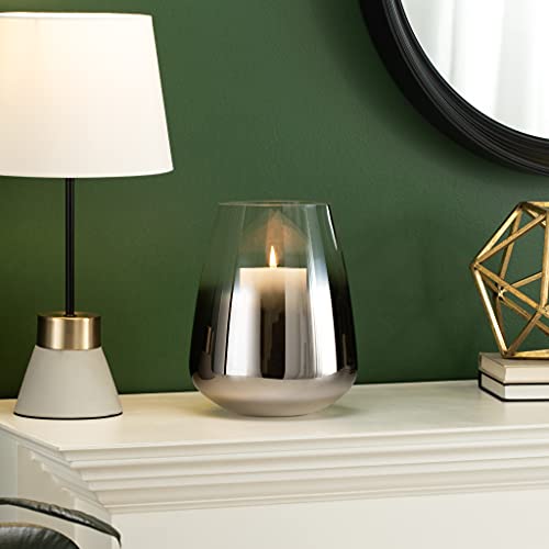 Torre & Tagus Gradient Glass Mirror Round Flower Vase / Candle Holder With Mirror Finish For Home Decor Floral Arrangement Decoration, Chrome Grey, Tall #TOP4