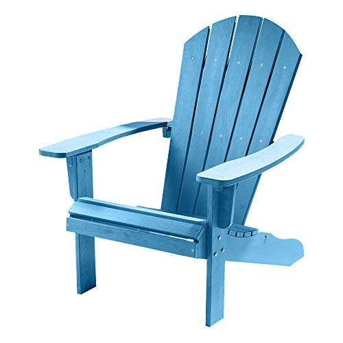 TRUESHOPPING Outdoor Garden Polywood Adirondack Chair - Easy Build, Weather Resistant Bjorn Armchair with Curved Back - Garden, Patio, Lawn and Decking Furniture - Blue