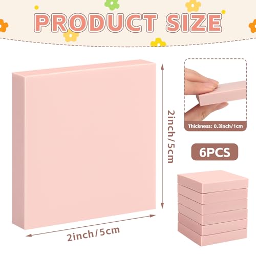 Image of 6 Pack 2 inchx2 inch Pale Pink Rubber Stamp Carving Blocks - Soft Linoleum Material for DIY Craft Projects & Handmade Stamps