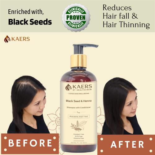 Image of Kaers Kalonji Hair Care Combo | Black Seed & Henna Shampoo | Black Seed, Henna & Costus Root Hair Oil | Nourishment of Hair | Paraben Free, SLES Free, Dioxane Free, Mineral Oil Free | 400ml + 200ml Value Pack