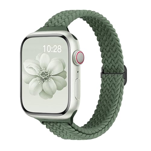 Image of Slim Braided Bands for Apple Watch Band 40mm 41mm 42mm 38mm 46mm 44mm 45mm 49mm Women,Stretchy Solo Loop Nylon Elastic Thin Narrow Skinny Strap for iWatch Ultra 3 SE 3 Series 11 10 9 8 7 6 5 4 3 2 1
