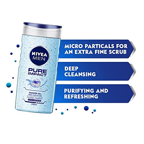 Nivea Pure Impact Body Wash for Men, 250ml
