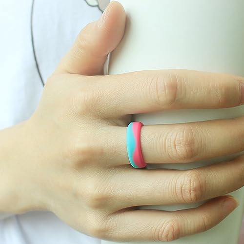 Silicone Ring Women Wedding Bands for Her Orange-Blue Thin Classic Rubber Couple Engagement Jewelry Durable Comfortable Breathable Safe 5.7mm4