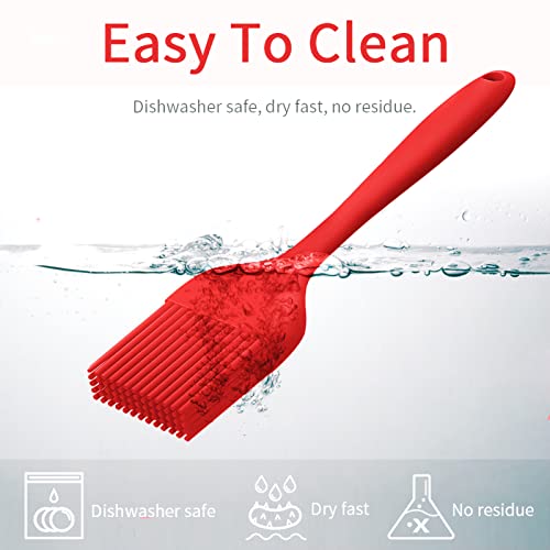 Silicone Basting Pastry Brush - Cooking Brush for Oil Sauce Butter Marinades, Food Brushes for BBQ Grill Kitchen Baking, Baster Brushes Baste Pastries Cakes Meat Desserts, Food Grade, Dishwasher Safe