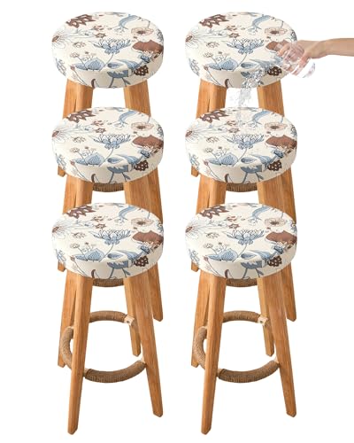 Image of CRFATOP 6 Pack Waterproof Bar Stool Covers Round Seat Slipcover,M,02