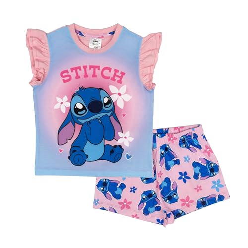 Disney Pijama corto con volantes de Lilo and Stitch para niñas, rosa, 10-11 años