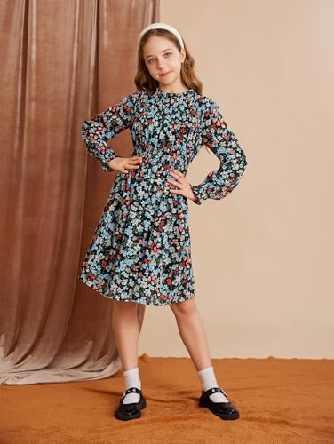 Image of GRACE KARIN Girls Long Sleeve Floral Dress Fall Winter Casual Dresses 6-14Y