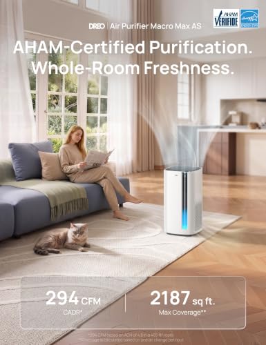 Image of DREO Smart Air Purifier for Home, Washable Pre-Filter, Air Cleaner with Wi-Fi /Voice /Alexa,Smoke,Dust,Pollen,Odor,PM2.5 Quality Monitor, 4 Speeds & Auto /Turbo /Quiet HEPA Sleep Mode, DR-HAP003AS