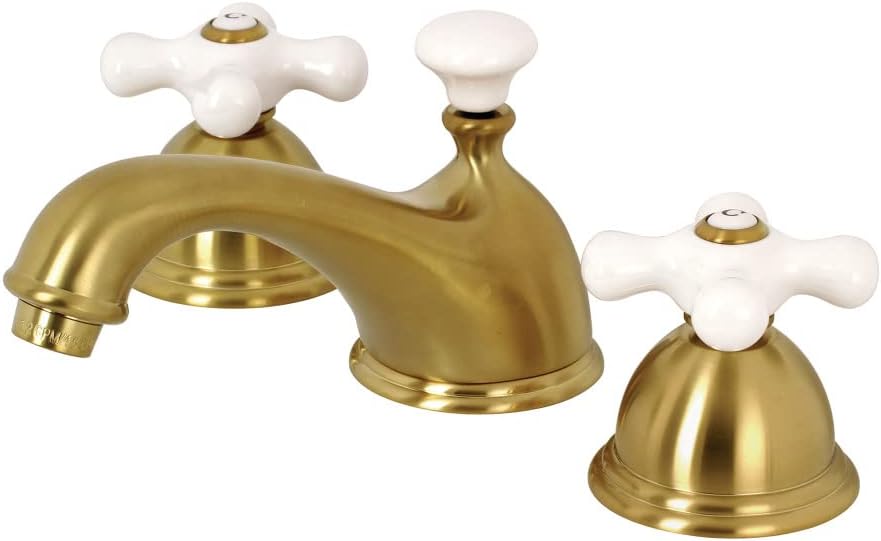 Best Review Kingston Brass KS3967PX 8 in. Widespread Bathroom Faucet, Brushed Brass