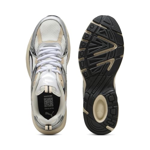 PUMA Milenio tech_ Unisex Yetişkin Spor Ayakkabı Warm White-White-PUMA Silver 44.5