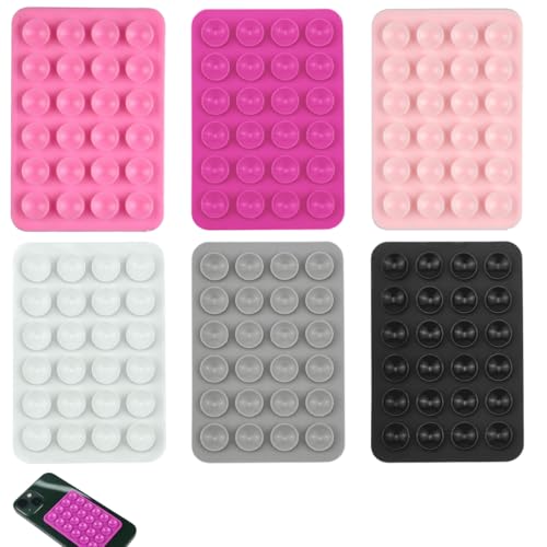 QEQSHQO Ventosas Móvil 6 Piezas en 6 Colores, Soportes de Silicona para Teléfono con Fuerte Sujeción, Adhesivos Reutilizables Manos Libres Universal