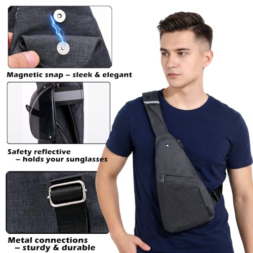 Image of Slim Anti Theft Sling Bag Small Travel Pack Pickpocket Proof Crossbody Bag | Anti Theft One Shoulder Bag Flat Anti Pickpocket Bag Travel Pouch Passport Bag Secure Purses for Men Women lightweight