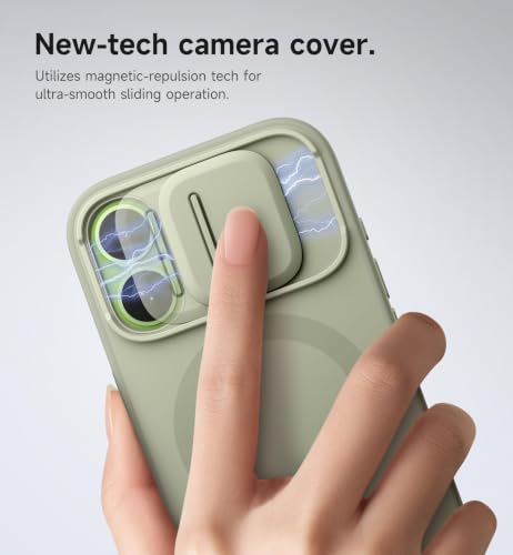 Image of SURITCH for iPhone 17 Case with Camera Control Cover, Camera Slide Cover and Adjustable Kickstand, Compatible with MagSafe, Shockproof Bumper Protective Cases 6.3 Inch, Green