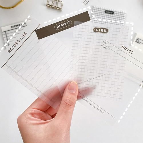 Image of PAXCOO 50 pcs Transparent Project Sticky Note,Transparent Waterproof Self Adhesive Removable Notes, Project Sticky Notes Memo Pads Clear Sticky Paper Sheets for Study, Home & Office Organization