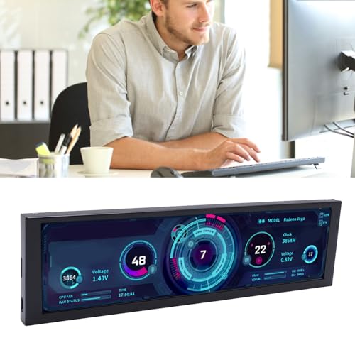 Image of Zunate 8.8 Inch Computer Secondary Display, 1920x480 Mini PC Monitor with Type C PH Interface Aluminum Alloy Housing Auto Play Rotation Low Power Use