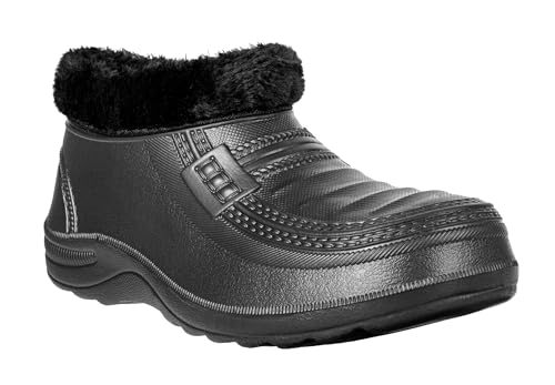 HEYO Gummistiefel Unisex gefüttert Clogs Damen Herren Winterstiefel Leicht EVA Gartenschuhe (Schwarz, EU Schuhgrößensystem, Erwachsene, Numerisch, M, 43)
