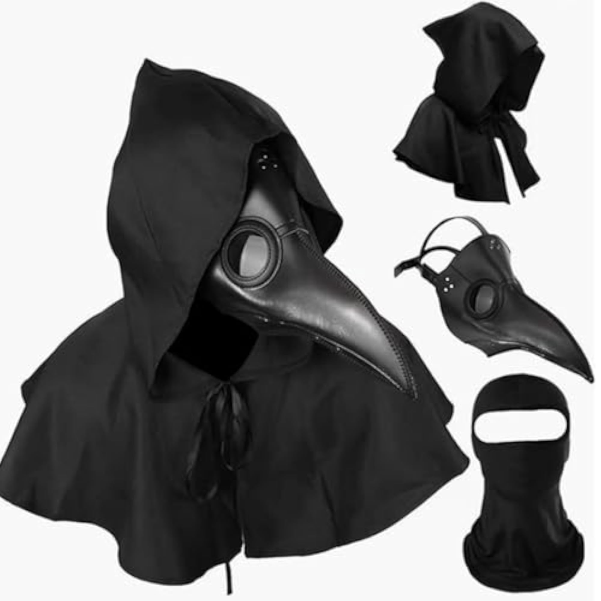 Plague Doctor Mask Rivet Bird Beak Costume Set for Parties
