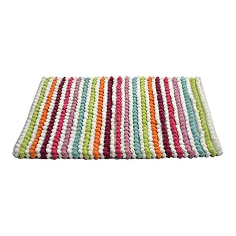 Allure Bath Fashions California Luxury Striped Bobble Bath Mat, Hand-woven Supersoft Microfibre Machine Washable 50cm x 80cm 2000gsm - Fully Guaranteed Cover