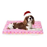 Picture of Mora Pets Dog Bed Crate Pad Ultra Soft Pet Bed with Cute Star Print Washable Crate Mat for Large Medium Small Dogs Reversible Fleece Dog Crate Kennel Mat Cat Bed Liner 23 x 18 inch Pink