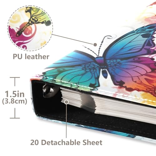 Álbum de Fotos Colorido Mariposa Auto Adhesivo Scrapbooking 3x5 4x6 5x7 6x8 DIY Álbum de 3 Anillas 20 Páginas en Blanco Álbum Magnético miniatura 4