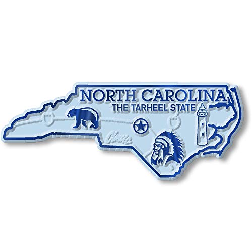 Image of North Carolina Small State Magnet by Classic Magnets, 3.3" x 1.3", Collectible 3D Rubber Vintage-Style Souvenirs and Gifts Made in The USA