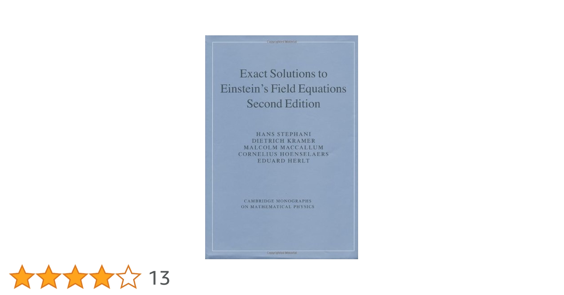 Amazon | Exact Solutions of Einstein's Field Equations