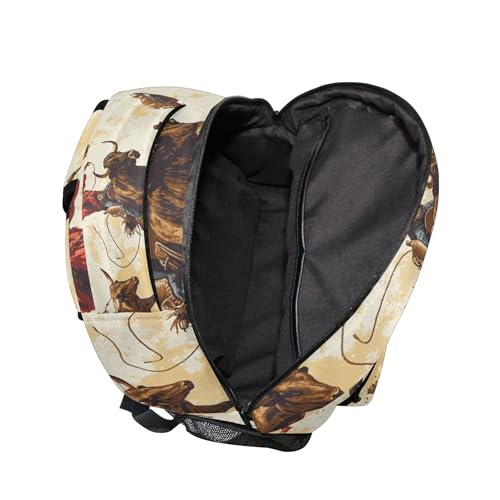 Cowboys Riding Bulls Backpack Laptop Tablet Travel School Bag with Name Tag for Boys Girls Teens4