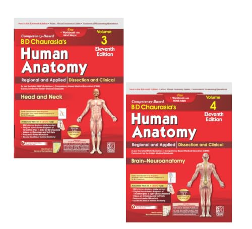Image of B D Chaurasia's Human Anatomy, Vols. 3 & 4 Set, 11th Edition | Regional and Applied Dissection and Clinical Anatomy: Head and Neck (Vol. 3) & Brain ... 4) with Free Workbook and Mind Maps (PB 2027)