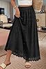 dowerme Women Summer Maxi Skirt Cute Elastic High Waist Boho Eyelet A-Line Cotton Flwoy Long Skirts Spring Clothes 2026(Black,Medium) #2