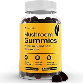 Mushroom Complex Supplements - Mushrooms Supplement with Lions Mane, Shitake Mushrooms, Turkey Tail, Chaga, Cordyceps Mushroom - Brain Booster Supplement for Memory - 2500mg 60 Immune Support Gummies