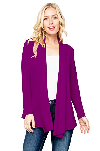 Image of Women's Drape Front Open Cardigan Long Sleeve (S-2X, Made in USA)