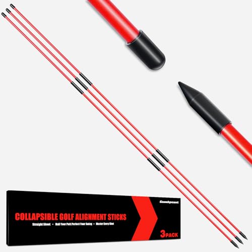 Goashpeaot Collapsible Golf Alignment Sticks, 40 Inch Golf Alignment Rods for Swing Trainer...