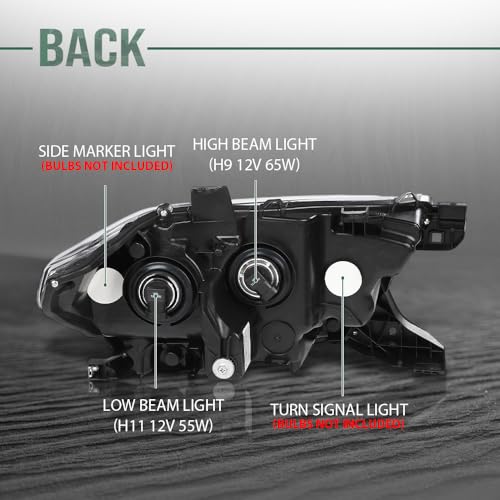 Image of GRAND ORANGE Left and Right Side Headlight Assembly W /O LED Daytime Running Front Headlamp Compatible with Toyota Tacoma SR5 Crew Cab /Extend Cab pickup 2019-2023 2PCS Clear
