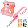 OFFCUP Dog Harness and Leash Set, Soft Mesh Reflective Breathable Dog Harness, No Pull Adjustable Easy Walk Lightweight Puppy Cat Vest Harnesses for Small Dogs Cats Puppies (Pink, XS)