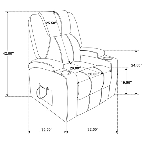Sillón masaje reclinable marfil con mando y portavasos miniatura 3