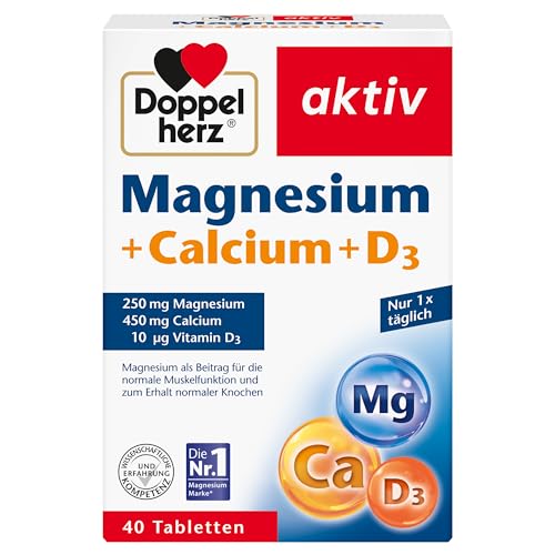 Doppelherz Magnesium + Calcium + D3 - Magnesium als Beitrag für die normale Muskelfunktion und zum Erhalt normaler Knochen - 40 Tabletten 1