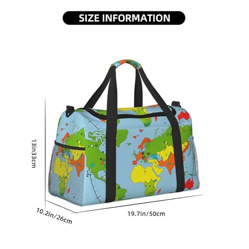 Time Zone Map Print Travel Duffel Bag for Men & Women, Foldable Travel Bags and Spacious Weekender Tote Bag for Storage Toiletry Luggage Personal Item4