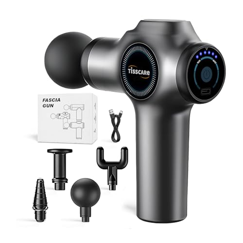 Image of Tisscare Massage Gun - Handheld Percussion Gun Massager with 6 Speeds & 4 Heads for Full Body Pain Relief, Muscle Recovery & Relaxation - Back /Neck /Shoulder /Legs /Feet, Gift for Men and Women