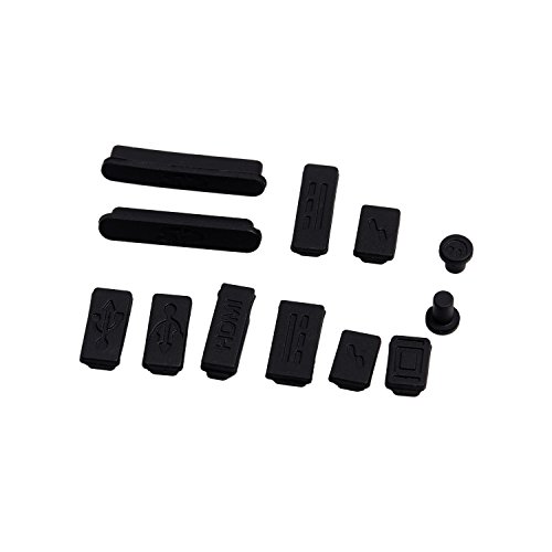 LENTION Silicone Rubber Anti-Dust Port Plugs for MacBook Pro (Retina, 13-inch, Late 2012 to Early 2015), MacBook Pro (Retina, 15-inch, Mid 2012 to Mid 2015), MacBook Air 11/13 2009-2017 (Black, 12pcs)