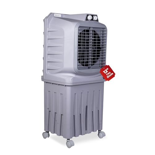 Image of HAVAI Breeze-12 Personal Air Cooler | 50L Tank | 12″ Blade | Ideal for 100 sq ft Rooms | 98W Power | 8 ft Air Throw | 2600 RPM | Auto-Louver | 3-Speed | 1-Year On-Site Warranty (Grey)