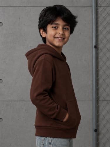 Image of Unisex Kids Solid Full Sleeve Zip Front Open Hooded Sweatshirt