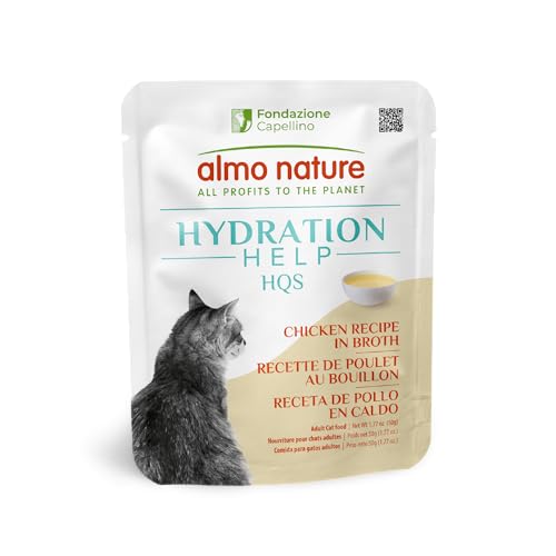 almo nature HQS Hydration Help - Wet Cat Food - Chicken Broth with Chicken Fillet Flake and Broth - Pouches 1.77oz (Pack of 12)