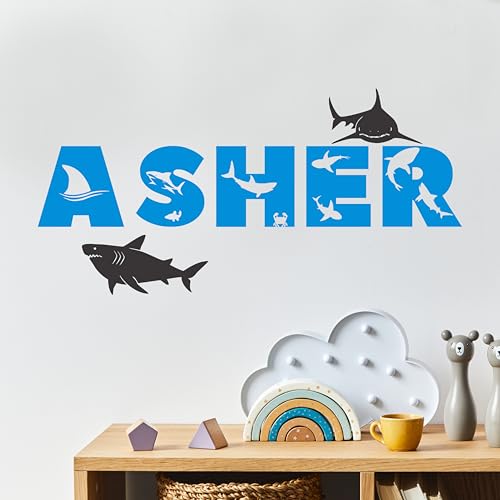 Vinilo decorativo personalizado tiburón tema océano miniatura 5