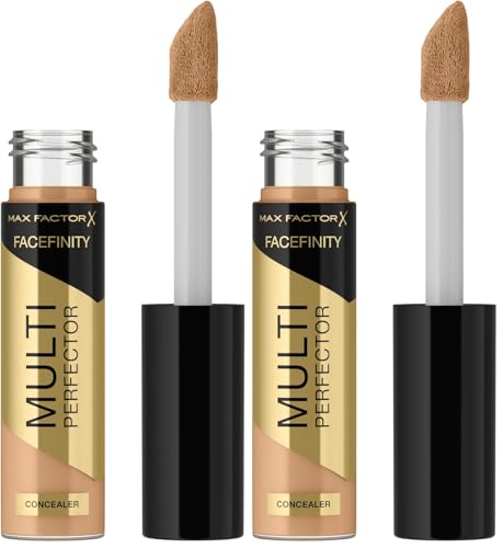 Max Factor Facefinity Multi-Perfector Concealer, All In One, Conceal Imperfections, Instant Brightening, Natrual Finish, Lightweight, Vegan, Customisable Coverage - 4N, 11 ml (Packung mit 2)