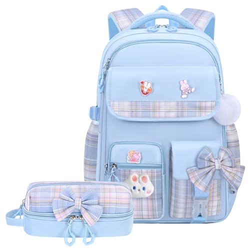 Girls Backpack Set With Pencil Case For Elementary & Middle School,Blue by NSEQB - Used condition - US$26.85