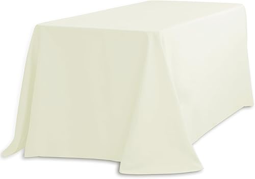 LTC LINENS Mantel rectangular de poliéster marfil de 90 x 132 pulgadas
