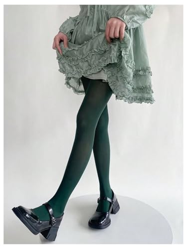 SHENHE Women's Patterned Fishnet Tights High Waist Pantyhose Floral Stockings Opaque Dark Green One-Size3