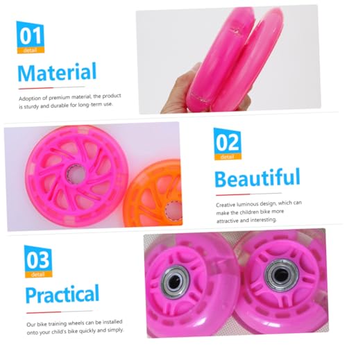 2 Piezas Ruedas de Entrenamiento Luminiscentes para Bicicleta con Material PU de Alta Resistencia y Diseño Reforzado para Estabilidad Instalación Fácil Ruedas Auxiliares para Niños miniatura 5