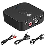 5.0 Bluetooth Audio Receiver Adapter 3.5mm AUX or RCA Input NFC Wireless Bluetooth Extender Wireless Receiver with Dual Interface for Car Laptop Speaker Home Stereo Theater Amplifier Audio Headphone